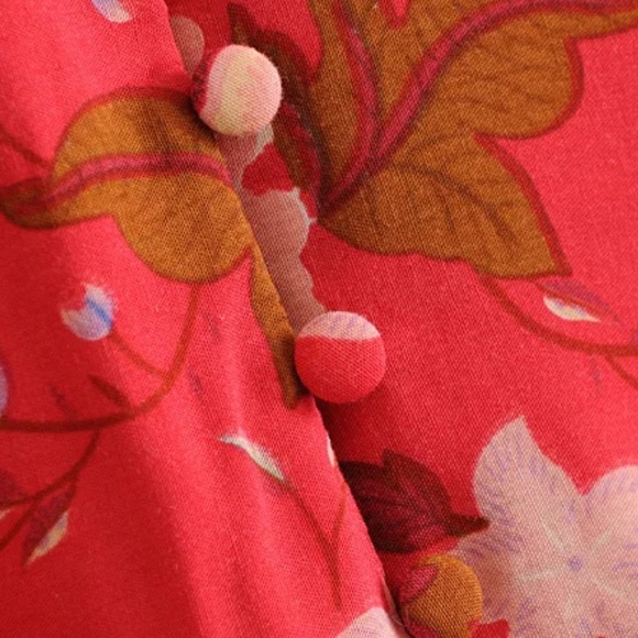 Boho Floral Gypsy Print Maxi Kimono Dress Red - Picture 8 of 11